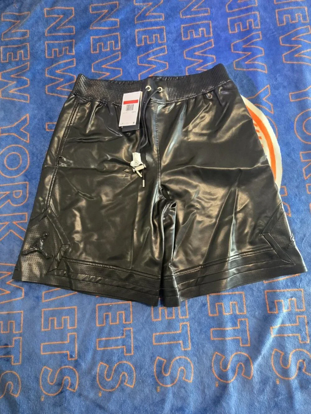 Nike Air Jordan Vegan Leather Diamond Shorts Black Mens HV0077-010 Size L
